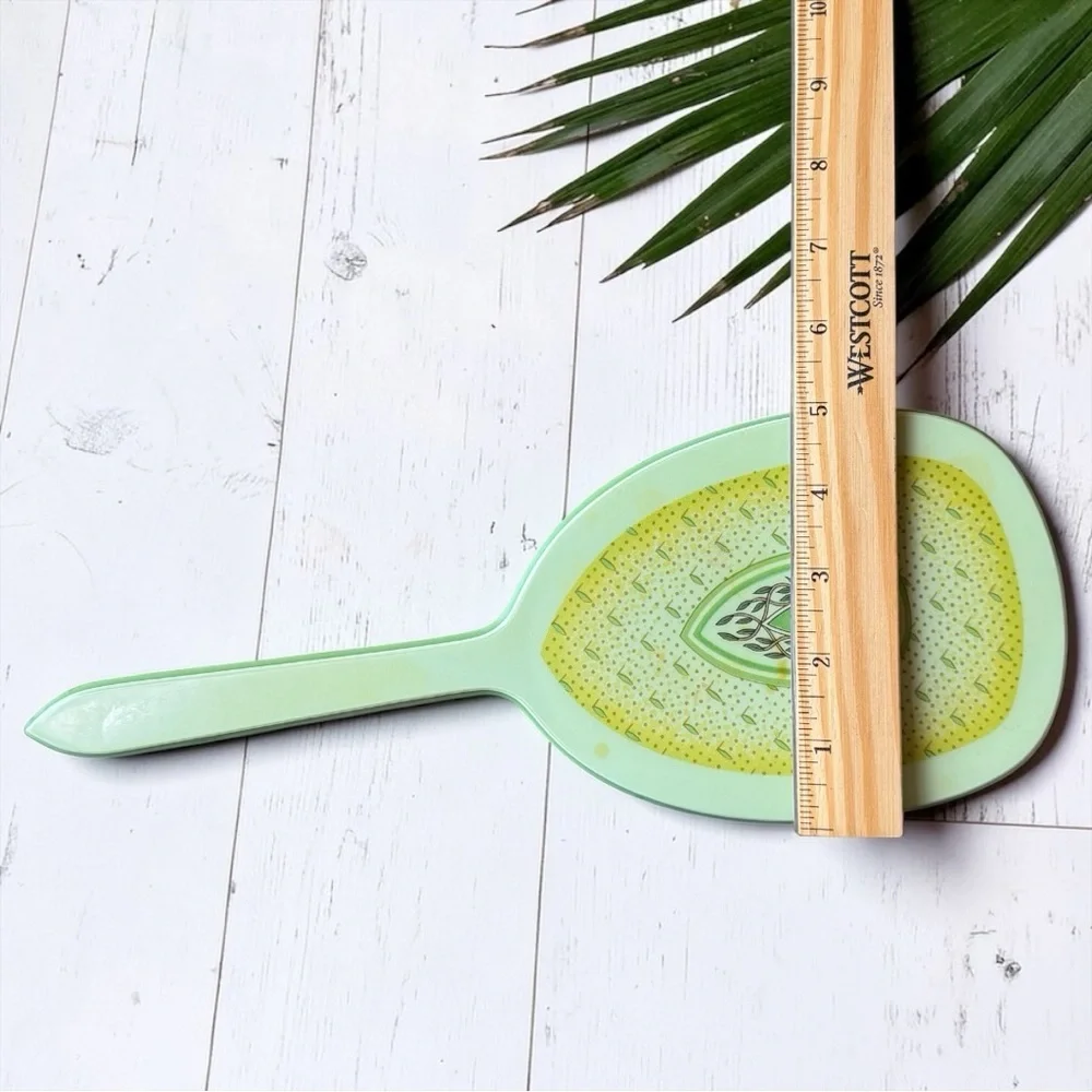 Vintage DuPont Lucite Hand Mirror Green Yellow Vanity Mirror Retro Table Mirror